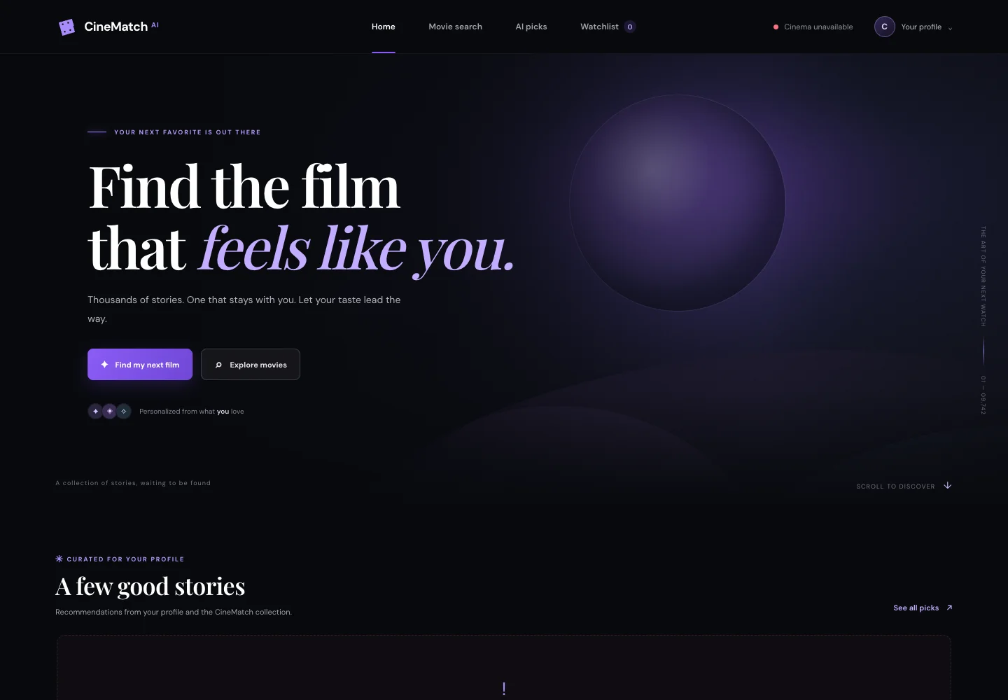 CineMatch AI interface